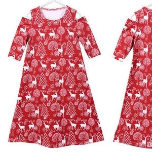 Girl's Red Christmas cold-shoulder dress Size 7-8